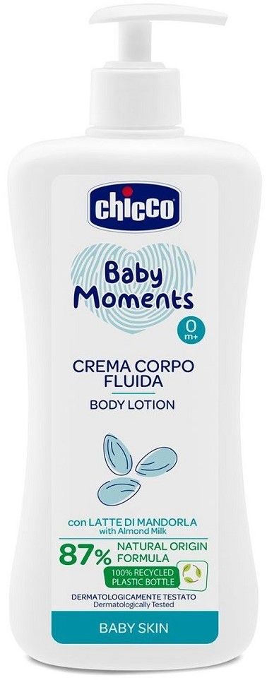 Chicco Mlieko telové s dávkovačom Baby Moments 87% prírodných zložiek 500 ml